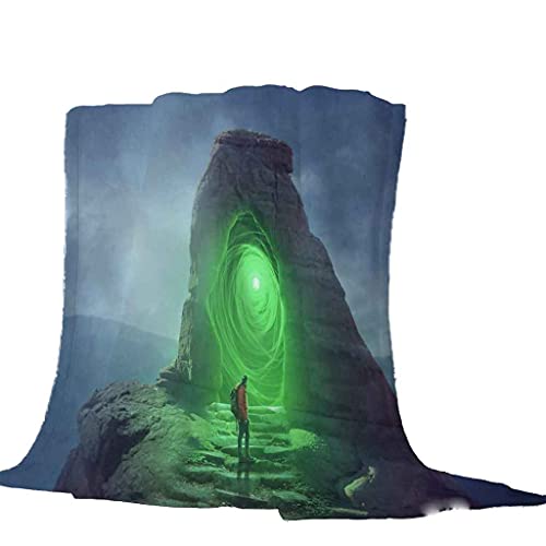 Couverture flanelle douce design roche verte haut de gamme - 5