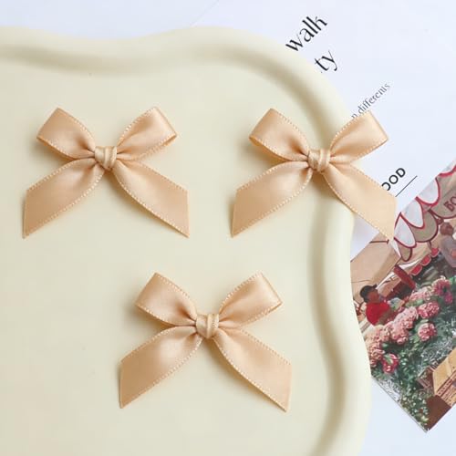50Pcs Mini Ribbon Bows, Fabric Satin Mini Bows, Small Bows for Crafts DIY, Gift Wrapping, Wedding, Birthday, Party Decorations and Accessories (Champagne Gold) - Image 3