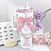 Mengayadi 6Pcs Letter Accessories for Owala Water Bottle 24oz 32oz 40oz, with Cute Initial Charm and Handle Strap, Compatible with Owala Free Sip, Kids Bottle,Stanley Cup Accessories (L, Pink)