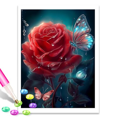 Kit de peinture diamant rose papillons à offrir en cadeau idéal pour passionnés d'art
