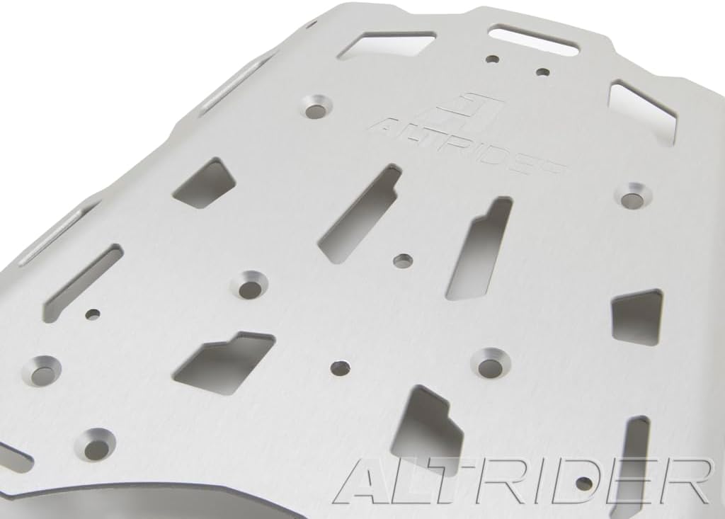AltRider Motorcycle Luggage Rack Compatible with KTM 1050/1090/1190/1290 (2015-2020) Models - Aluminum Plate with Side Flanges - Zero Snag Design - Supports Multiple Mounting Systems - Silver