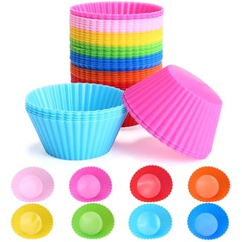 LIHAO 40 PCS Reusable Silicone Baking Cups Cover