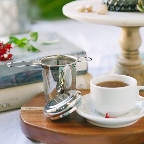 Tea Infuser,Stainless Steel Tea Steeper Fine Mesh Filters, Large Capacity Tea Strainer With Folding Handle And Lid,Hanging On Teapots Mugs Cups To Steep Loose Leaf Tea And Coffee(1 Piece,Silver) #TOP6