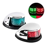 Sebnux LED Boat Navigation Light Red and Green LED Marine Navigation Light Boat Bow Light for Pontoon and Small Boat (Silver)