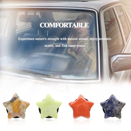 Image of ORIESSE Boho Car Decor,4pcs Stars Car Air Freshener Vent Clips,Natural Stone Crystals Air Vent Clips,Hippie Decorations Accessories for Women,Best Wishes for Lover Friends