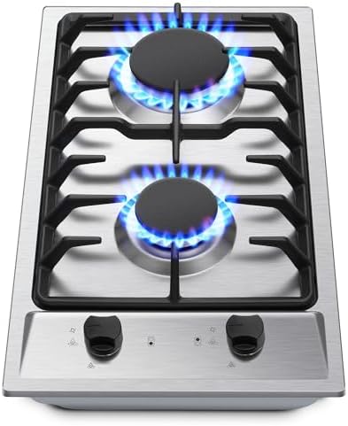 Natural Gas 2 Burner Cooktop - Which One Will Transform Your Cooking? 7 Eascookchef 2-Burner Gas Cooktop with Thermocouple Protection - NG/LPG Convertible 12" Stainless Steel Built-in Gas Stove Top for RV, Kitchen & Camping