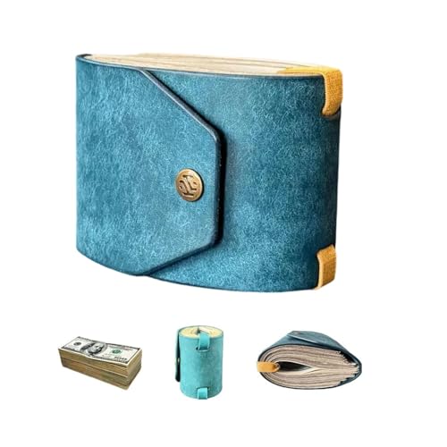 New The Cash Wrap Wallet,Handmade Leather Money Wallet Organizer,Fast Cash Access Money Holder for Cash,Handy Purse Bands with Magnetic Clasp,Ideal Gifts for Women (Blue)