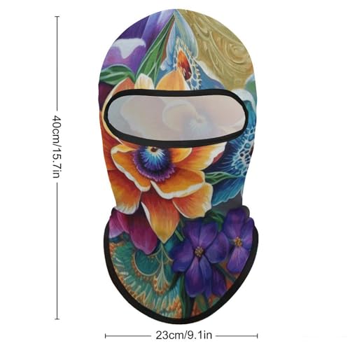 Balaclava para hombre, máscara para esquí, máscara facial de pintura de diamantes florales para ciclismo en invierno miniatura 2