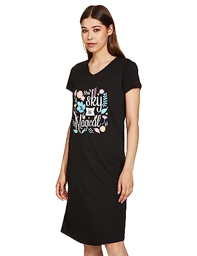 Image of Amazon Brand - Eden & Ivy Women's Cotton Knee Length Regular Fit Nighty (Available in Plus Sizes)