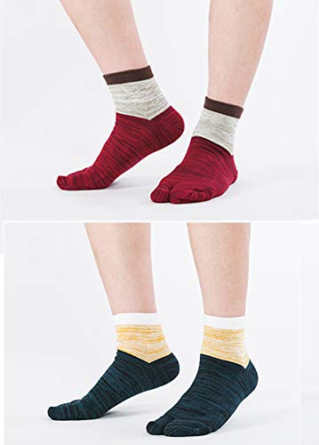 UBUMO Men's Flip Flop Socks Tabi Split Toe Geta Wicking Cotton Pack of 4 - Thumbnail 5