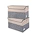 E-MANIS Caja de almacenamiento plegable con tapa,cesta de almacenamiento de tela con asas para organizar estanterías,armarios de habitación de los niños,armarios y oficina (Gris+Beige, 40 x 28 x 25)