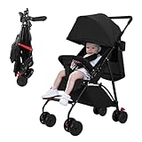 Poussette Canne Multipositions, poussette de 0 à 3 ans et demi, jusqu'à 25kg, poussette de voyage portable et légère, position allongée pour nouveau-nés, pliage compact