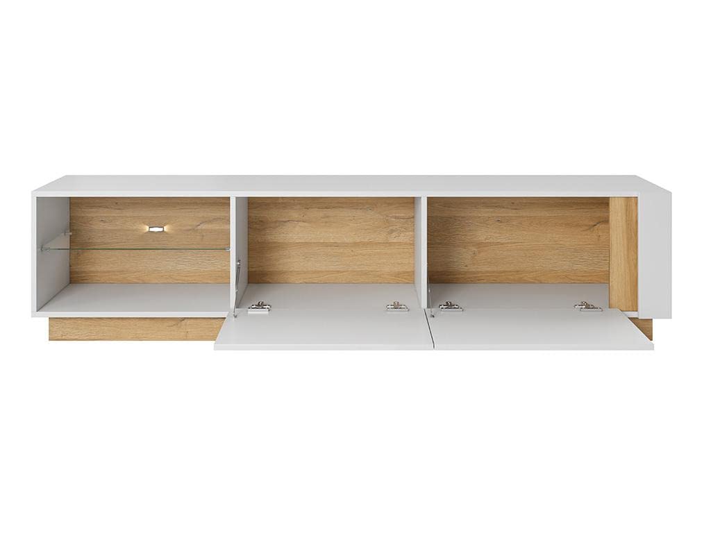 Interior view of Vente-unique MURARI TV Cabinet with doors open