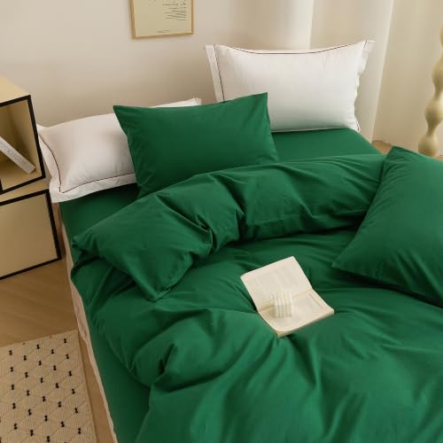 Image of Emerald Green Duvet Cover King 3 Piece Soft & Breathable Comforter Cover
