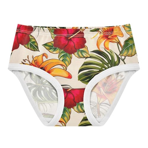 Tropical Hibiscus Flowers Little Girl Panties Toddler Underwear Floral Cotton Artistic Briefs Undies Kids 2t
