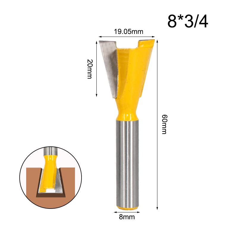 1pc 8mm Schaft Schwalbenschwanz Joint Bits Set 14 Grad Holzbearbeitung Gravur Bit Fräser for Holz(8x19.05)