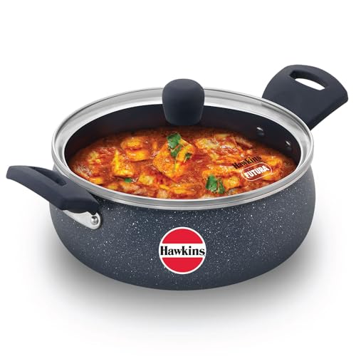 Hawkins Handi ICH30G Keramik-Antihaftbeschichtung, mit Glasdeckel, 3 l, Induktion, Biryani-Topf, Granitkasserolle