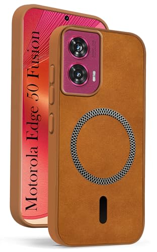 Image of Jkobi Leather Finish Back Cover Case for Motorola Moto Edge 50 Fusion (MagSafe Compatible Wireless Charging | Soft Touch | Camera Bump Protection)