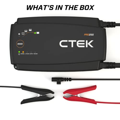 Ctek Pro25S, 25A, 12V Battery Charger And Power Supply, Battery Tender Charger, Battery Maintainer, 12V Lithium Ion Battery Charger For Car And Truck With Reconditioning Mode And Battery Desulfator #TOP1