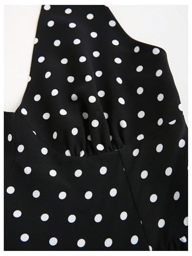 Milumia Women's Polka Dots Halter Long Dress Backless A Line Flared Vintage Party Club Dresses3