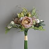 bouquet sposa bianco e lilla Fiori finti di peonia in seta adatti per bouquet da sposa e decorazione di fiori, centrotavola, decorazione per interni e giardini, ufficio, festa, anniversario, cimitero, San Valentino e decorazioni natalizie.