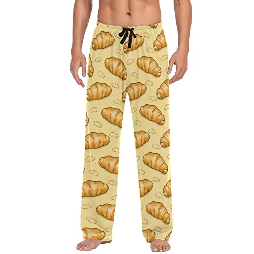 Ollabaky Pajama Pants for Men Croissant Bread Men's PJs Bottoms Sleep Lounge Pants with Pockets