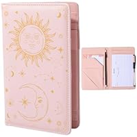 CREATCABIN Rosa Serverbücher Serverbuch Aus PU Leder Mit Reißverschluss Und Tasche Sonne Mond Schreibgerät Kellner Klemmbretter Booklet Organizer Für Restaurants Cafés Bars Ticket Und Quittungshalter