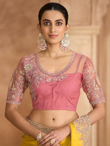 Image of AKHILAM Women's Satin Sequence Embroidery Saree With Unstitched Blouse Piece(SNDLWOD1601 TFH Parent)