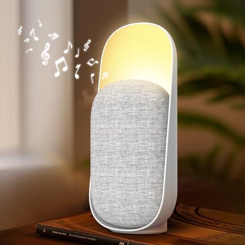 3 en 1 Altavoz Bluetooth + Luz de Noche + Sonido de Ruido Blanco, Gemmac Máquina de Sonido para Bebé Lámpara de Noche Recargable Altavoz con Night Light White Noise para Niños, Dormitorio, Regalo