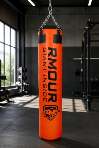 Image of RMOUR Unfilled PU Punching Bag for Boxing MMA Sparring Punching Training Kick Boxing Muay Thai with Hanging Chain (Orange, 4 Feet /125 cm)