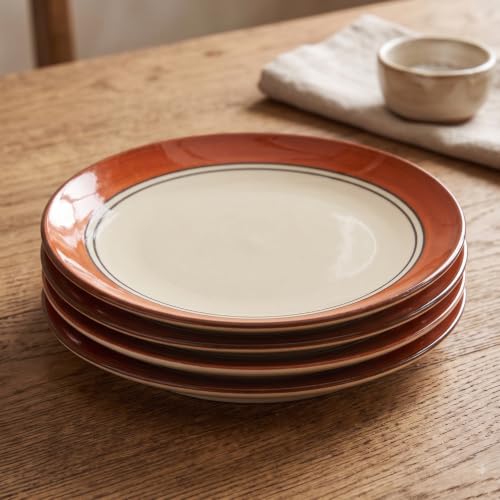 Image of Freakway Brown and White Ceramic Stoneware Plates Set of 4 Pieces