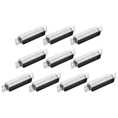 TA-VIGOR DB44 Male D-sub Connector 44 Pin 3 Row Serial Port Solder Cup Plug for Computers CNC Machines Mechanical Equipment, Pack of 10