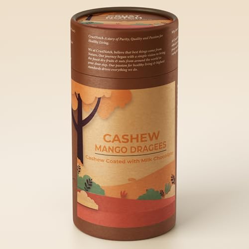 Image of CrustNotch Cashews Coated with Rich Milk Chocolate & Mango Flavor | Premium Chocolate Covered Cashews | Perfect for Gifting & Snacking | Indulge in Sweet, Crunchy Delight 200gm