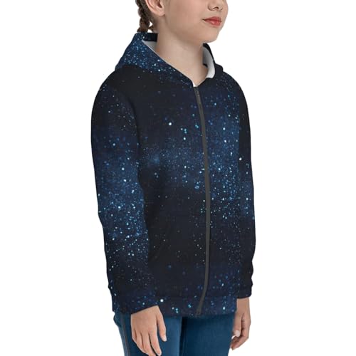 Blue Glitter Retro Kids Pullover Hoodies Boys Zip Up Sweatshirts Girls Athletic Clothes with Pocket4