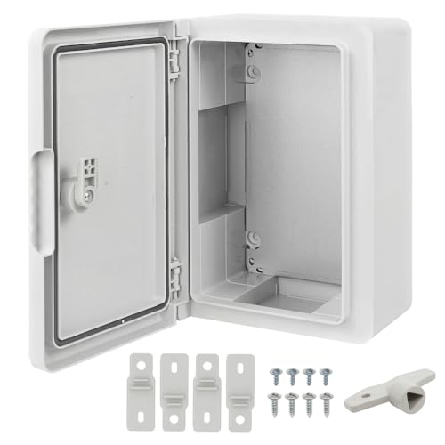 Ralertreik Armario de Distribución para Pared con Placa de Montaje Galvanizada, Caja Industrial de Control Vacía de Plástico ABS con Puerta Protección IP65, tamaño 200x300x130