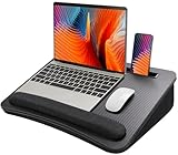 HUANUO Lap Laptop Desk - Portable Lap Desk with Pillow Cushion, Fits up to 17 inch Laptop, with Anti-Slip Strip & Storage Function for Home Office Students Use as Computer Laptop Stand, HNLD28B