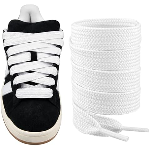 Endoto Fat Shoelaces for Adidas Campus 00s,16MM Chunky Thick Flat Wide Jumbo Shoe Laces Replacement Laces for Sneaker shoes(Color:White,Size:54Inch) Cover