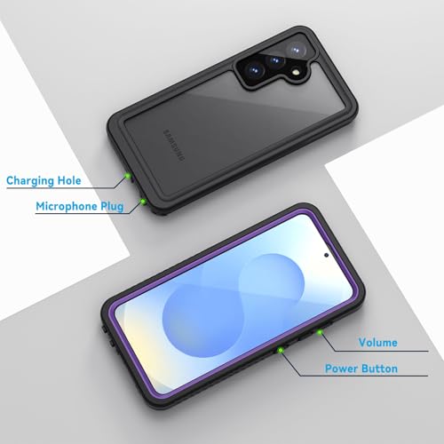 Image of Lanhiem for Samsung Galaxy S25 Case, IP68 Waterproof Dustproof, Built-in Screen Protector, Rugged Full Body Shockproof Protective Cover for Galaxy S25, Purple