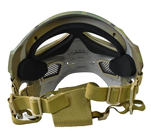 Jffcestore Pj Type Tactical Mask And Tactical Fast Helmet,Protective Full Face Clear Goggle Skull Mask Dual Mode Wearing Design Adjustable Strap (Cp+Mask) #TOP4