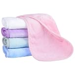 Lanjue 5-Piece Makeup Remover Cloth Set, Soft Reusable Flannel Face Towels, 15.75"×7.87" Cleansing Cloths for Gentle Daily Makeup Removal（Pink, White, Blue, Green, Purple）