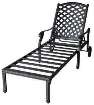 Nassau Cast Aluminum Powder Coated Set of 4 Single Chaise Lounge with Sesame Seat Cushions - Antique Bronze