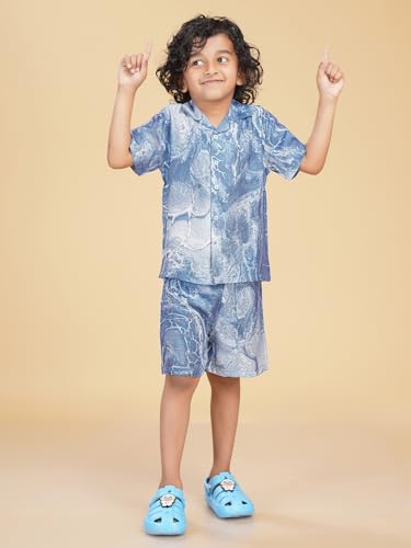 Image of Ninos Dreams Boys Cotton Rayon Coord Set with shorts /Holiday Shirt & Shorts