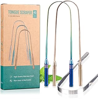 Y-Kelin 3 Pcs Stainless Steel Tongue Scraper Metal Tongue Brush for Oral Care (3 pcs Stainless Steel)