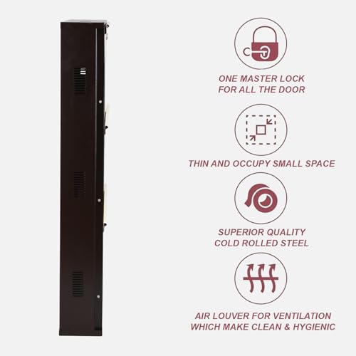 Image of Metal Shoe Rack Wall Mounted for Home with Central Locking 3 Door 28 inch Wall Mounted Metal 9 Pair Shoe Rack Cabinet Pre-Assembled Rack Shelves|3 Year Warranty (Brown & Ivory)
