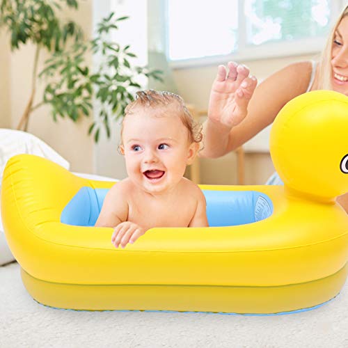 Sosoport Baby Inflatable Bathtub Animal Duck Portable Infant Toddler Bathing Tub Mini Air Swimming Pool Shower Basin For Kids Boys Girls #TOP3