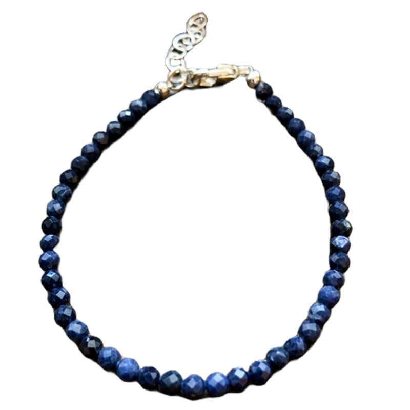 Bracelet saphir bleu précieux LKBEADS, perles à facettes haut de gamme et fermoir argenté