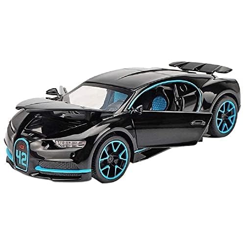 Image of Metal Pull Back Diecast Car 1:32 Bugatti Chiron Pull Back Car Model With Sound Light Boys Gifts Toys For Kids?Pack Of 1?, Multicolor