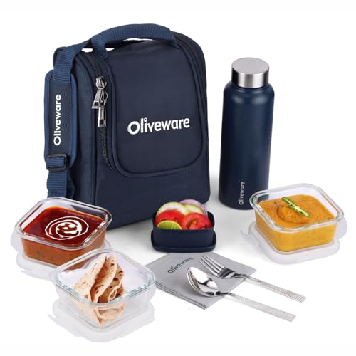 SOPL-OLIVEWARE Teso pro max Glassware Lunchbox with Steel Cutlery...
