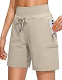 Obla Women's Hiking Cargo Shorts Zipper Pockets Soft High Waisted Quick Dry 7 Inch Long Shorts for W
