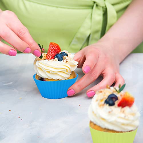 Silicone Cupcake Reusable Baking Cups - 12 Pack Non-Stick Silicone Muffin Cups, Muffin Cupcake Liners Holders Set For Party Halloween Christmas, Easy Clean Pastry Muffin Molds #TOP6